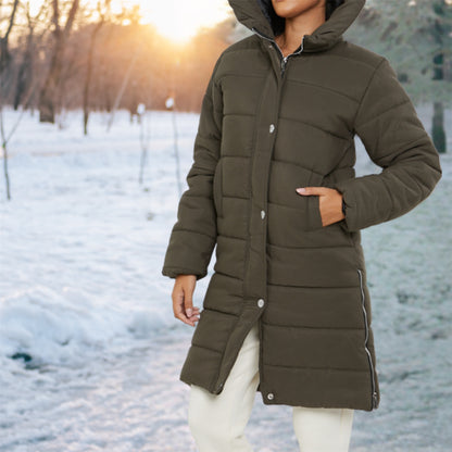 Womens Ladies Longline Hooded Jacket Long Sleeve Puffer Padded Bodywarmer Coat