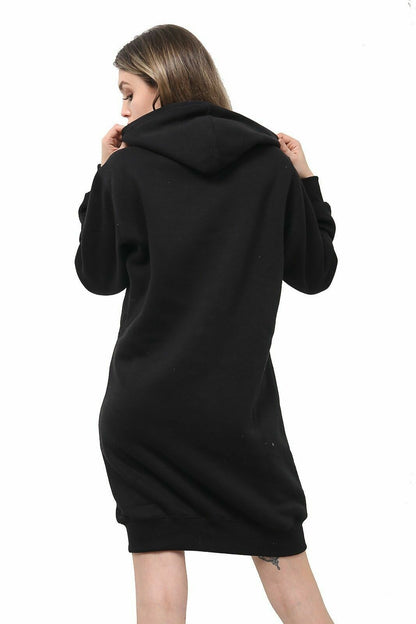 Women Hoodies Casual Zipper Sweatshirt Coat Ladies Long Hoodie Plain Mini Jumper