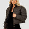 WOMENS LADIES QUILTED WINTER COAT THICK PUFFER PADDED CROP HOODED JACKET PARKA