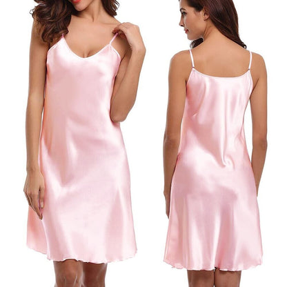 Women Sexy Satin Chemise Lingerie Sleepwear Nightdress Cami Slip Dress Nightwear