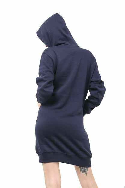 Women Hoodies Casual Zipper Sweatshirt Coat Ladies Long Hoodie Plain Mini Jumper