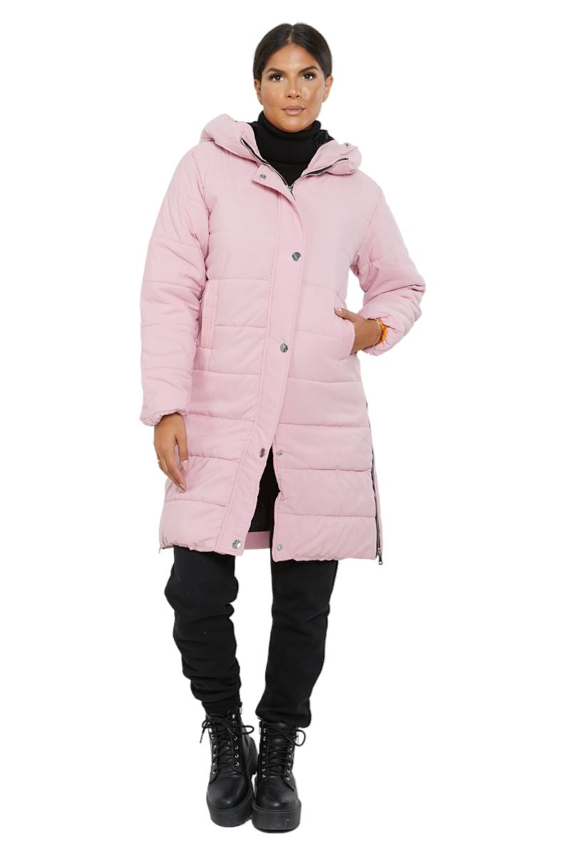 Womens Ladies Longline Hooded Jacket Long Sleeve Puffer Padded Bodywarmer Coat