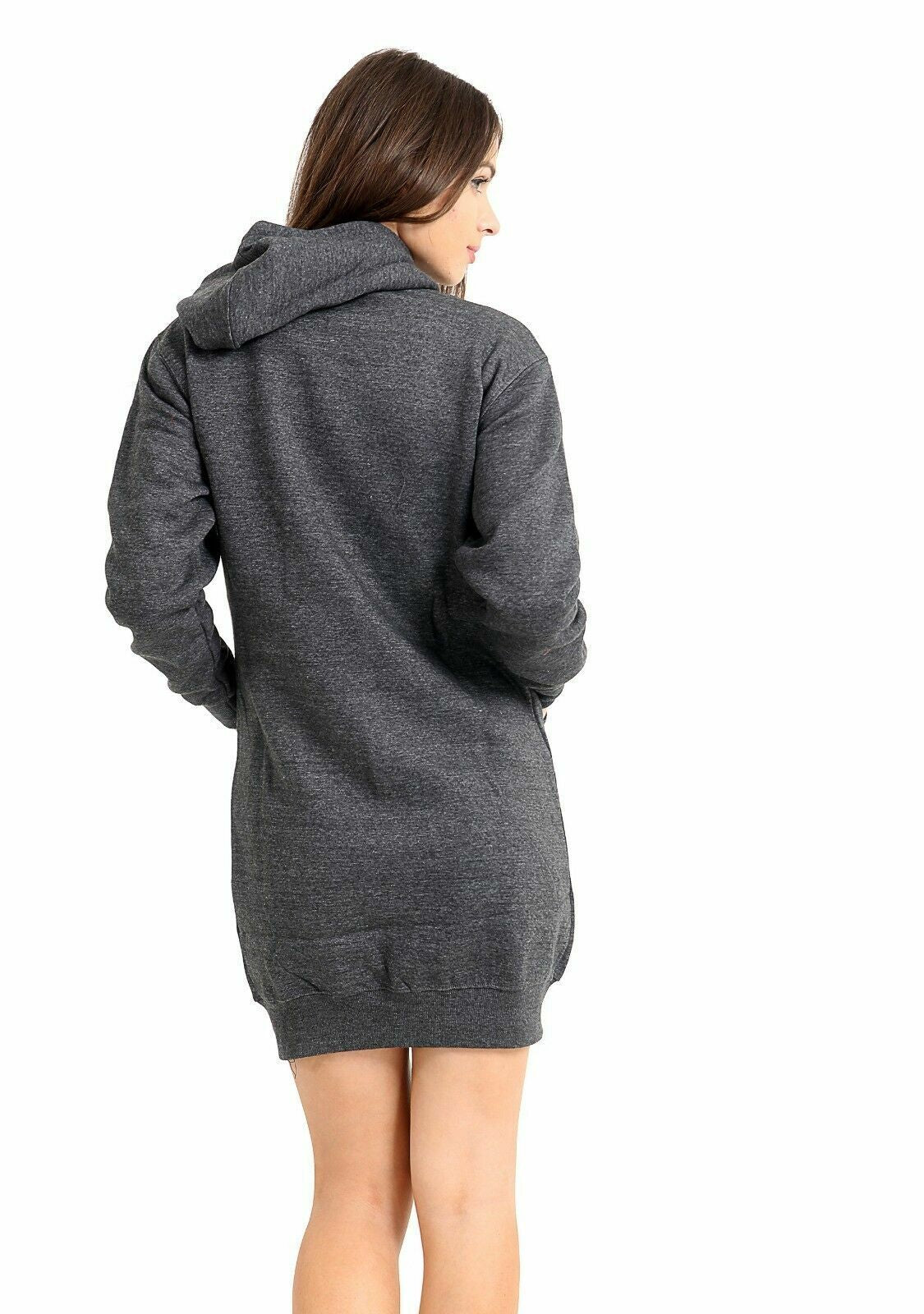 Women Hoodies Casual Zipper Sweatshirt Coat Ladies Long Hoodie Plain Mini Jumper