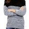 Womens Baggy Pullover Jumper Long Sleeve round Neck Contrast Block Stripe Top