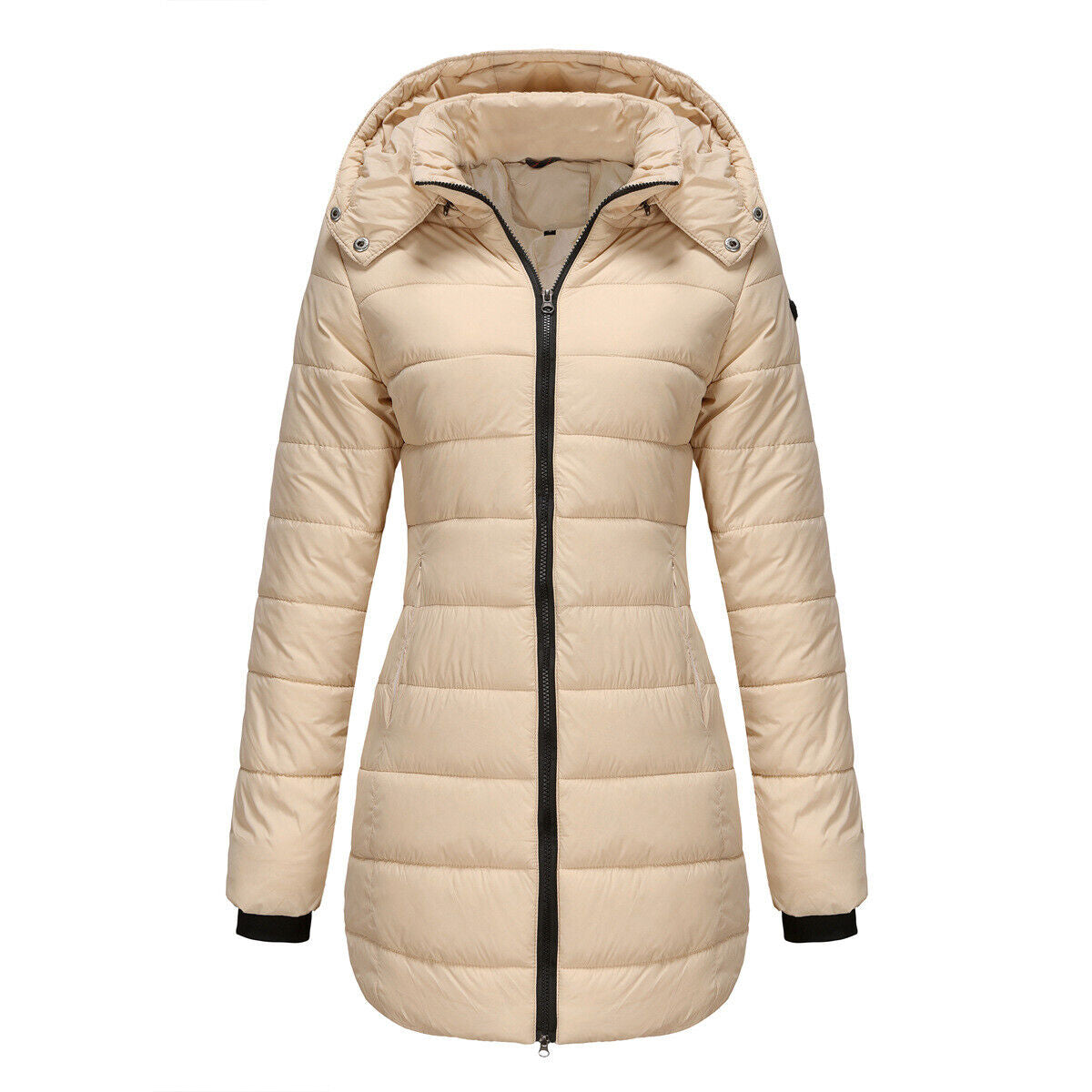 Women Winter Long Parka Quilted Coat Hooded Ladies Warm Padded Puffer Jacket