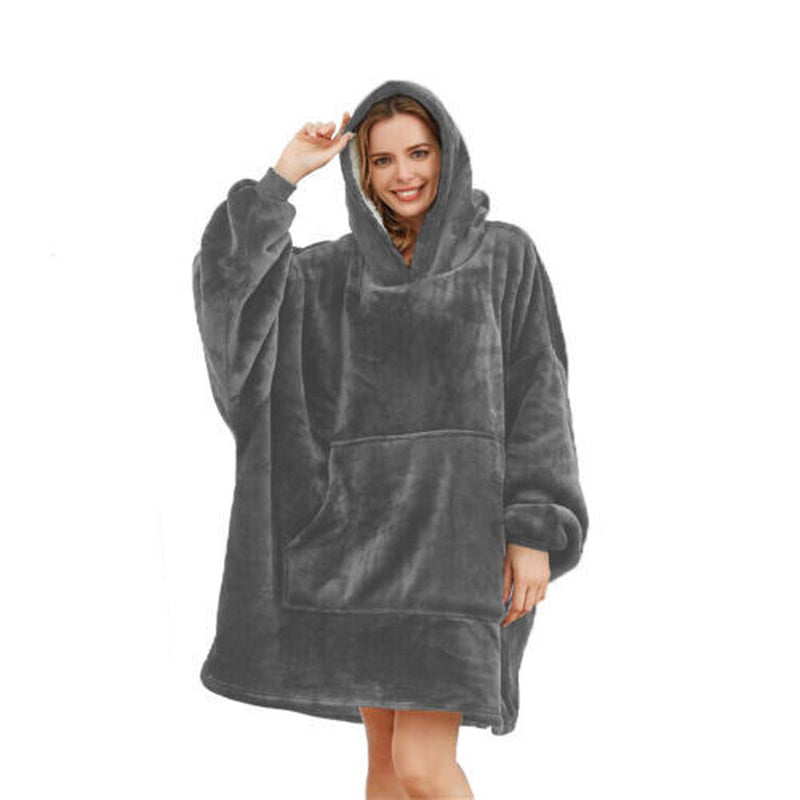 Unisex Body Warmer Blanket Hoodie Plush Sherpa Fleece Oversized Long Sweatshirts