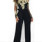 Appliques Lace Patchwork Jumpsuit Women Sexy off Shoulder Slash Neck Long Sleeve Elegant Wide Leg Pants Jumpsuit Party Overalls