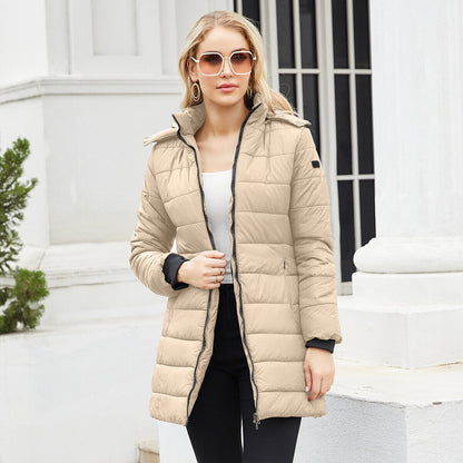 Women Winter Long Parka Quilted Coat Hooded Ladies Warm Padded Puffer Jacket