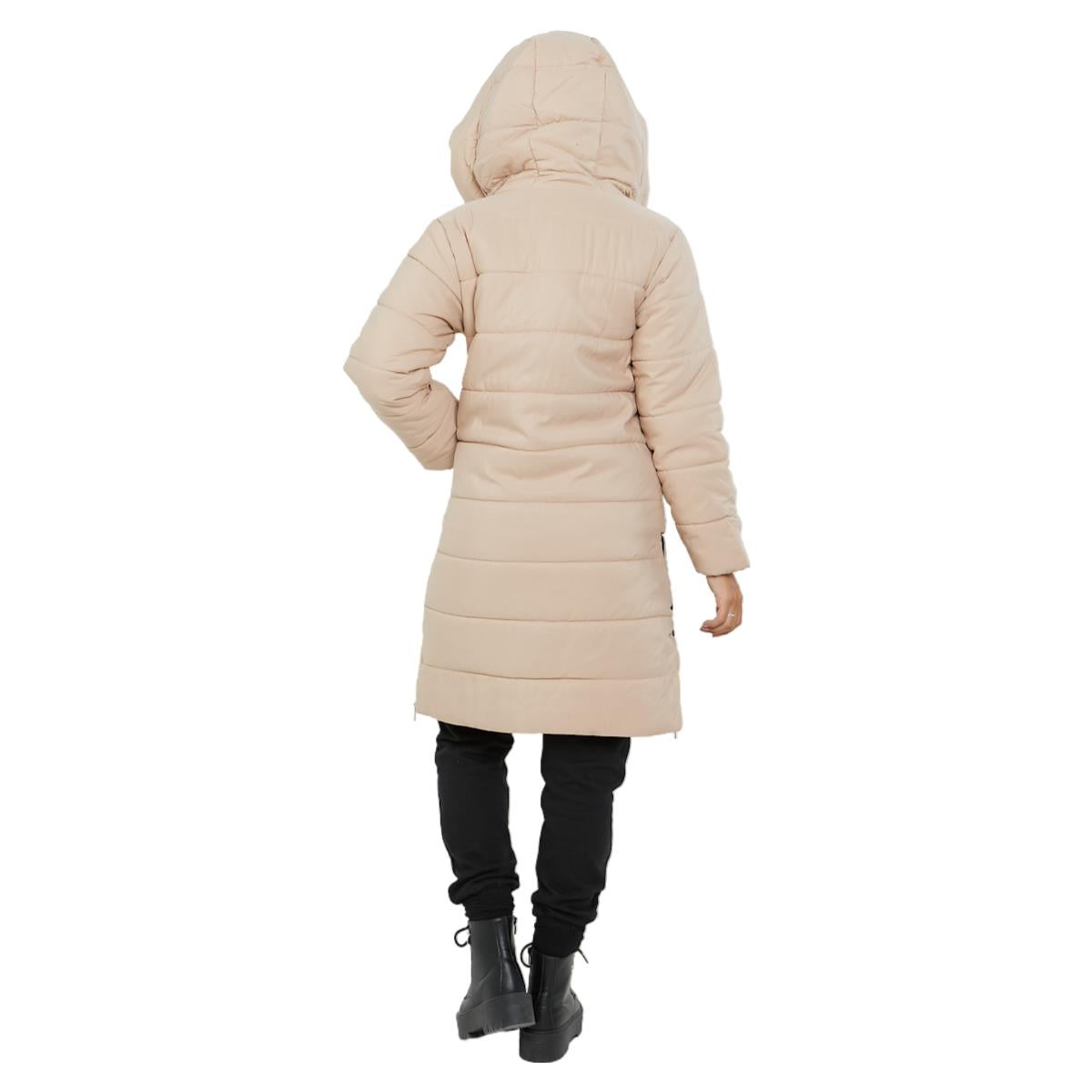 Womens Ladies Longline Hooded Jacket Long Sleeve Puffer Padded Bodywarmer Coat